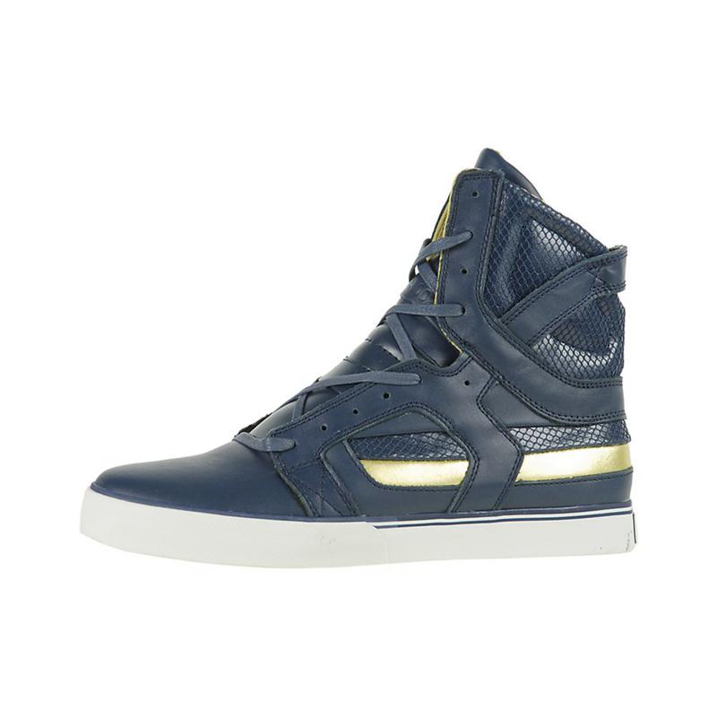 Zapatillas Altas Supra Argentina Hombre - SKYTOP II Azul Marino Doradas (BECOM-6984)